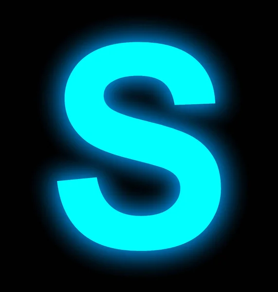 Letter S neon light full isolated on black — Stock Photo, Image