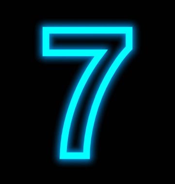 siyah izole 7 neon ışıkları özetlenen numara