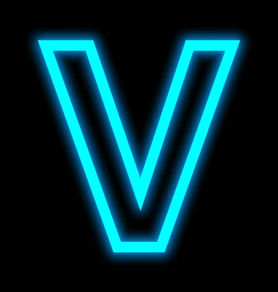 Izole üzerinde siyah harf V neon ışıkları özetlenen — Stok fotoğraf