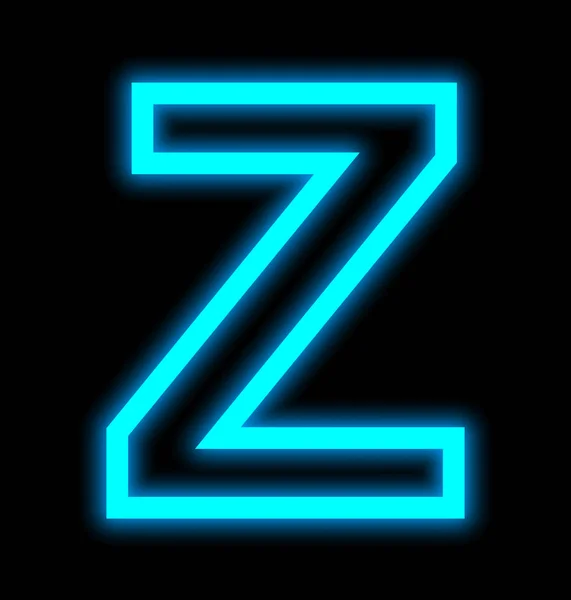 Буква Z неоновые огни, очерченные изолированы на черный — стоковое фото