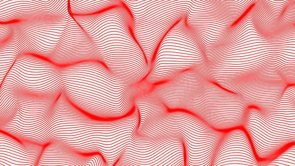 Rode abstract golven op witte achtergrond - vorm gemaakt van lijnen — Stockfoto