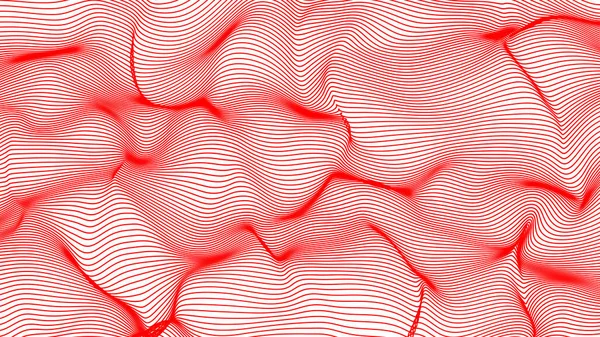 Onde astratte rosse su sfondo bianco - forma fatta di linee — Foto Stock