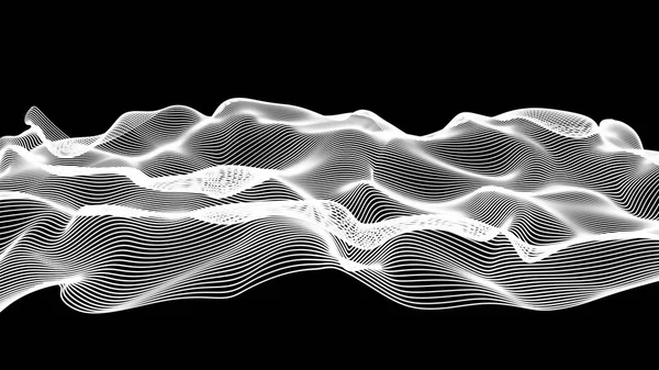 Vagues abstraites blanches sur fond noir - forme faite de lignes — Photo
