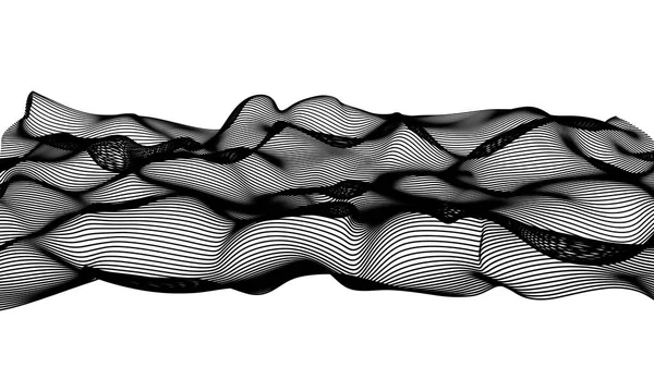 Schwarze abstrakte Wellen auf weißem Hintergrund - Form aus Linien — Stockfoto