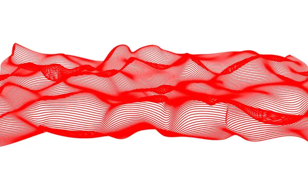 Red abstract waves on white background - shape made of lines — Stock Photo, Image