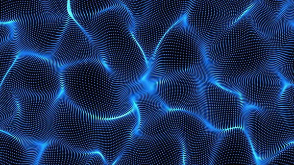 Blaue abstrakte Wellen auf schwarzem Hintergrund - Form aus Punkten — Stockfoto