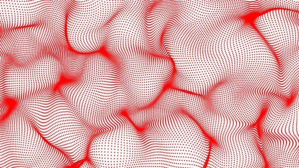Rode abstract golven op witte achtergrond - vorm gemaakt van stippen — Stockfoto