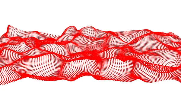 Ondas abstratas vermelhas no fundo branco - forma feita de pontos — Fotografia de Stock