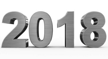 yıl 2018 metal 3d numaraları üzerinde beyaz izole