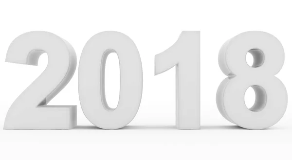 Jaar 2018 witte 3d nummers geïsoleerd op wit — Stockfoto