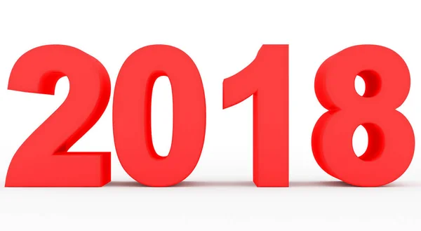 Año 2018 números rojos 3d aislados en blanco — Foto de Stock