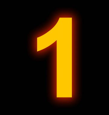 1 neon siyah izole ışığı tam sayı