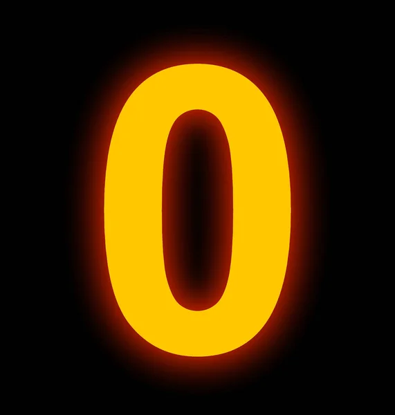 Número 0 luz de néon cheio isolado em preto — Fotografia de Stock