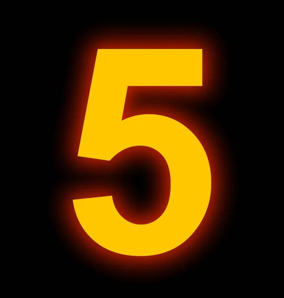 Number 5 neon light full isolated on black — Stock Photo, Image