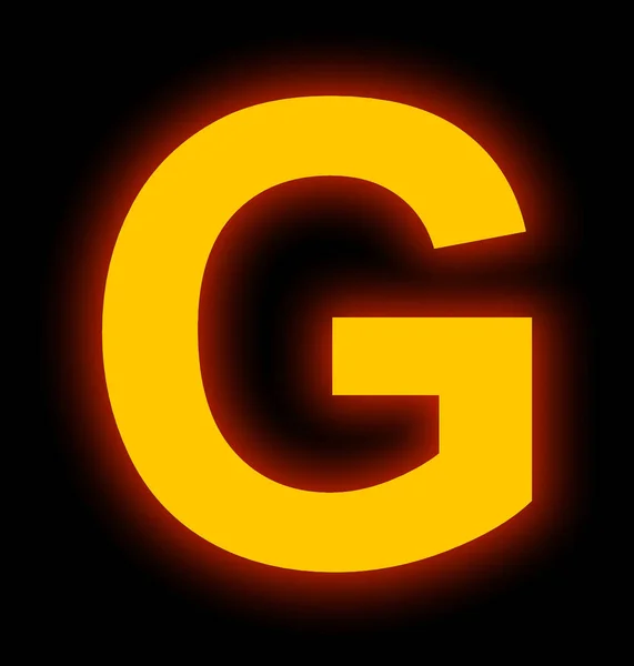 Letter G neon licht volledig geïsoleerd op zwart — Stockfoto