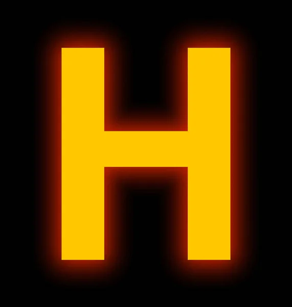 Litera H neon light pełna na czarnym tle — Zdjęcie stockowe