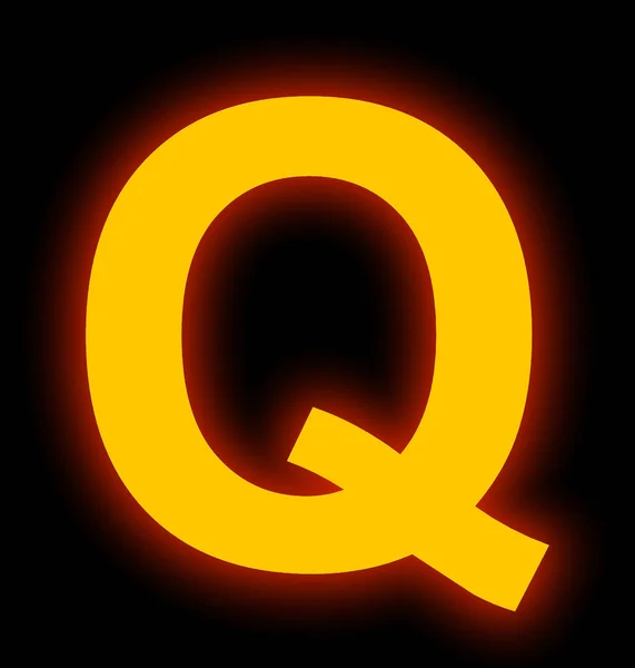 Litera Q neon light pełna na czarnym tle — Zdjęcie stockowe