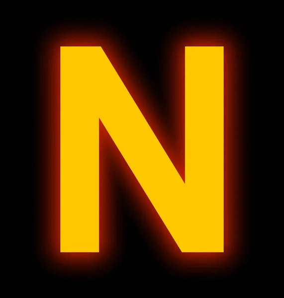 Letter N neon light full isolated on black — Stock Photo, Image