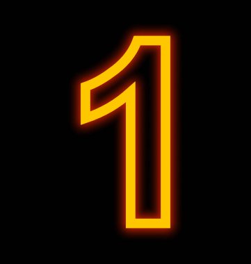 1 numaralı neon ışıkları izole üzerinde siyah özetlenen