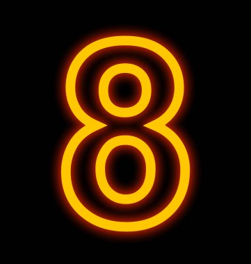 siyah izole 8 neon ışıkları özetlenen numara