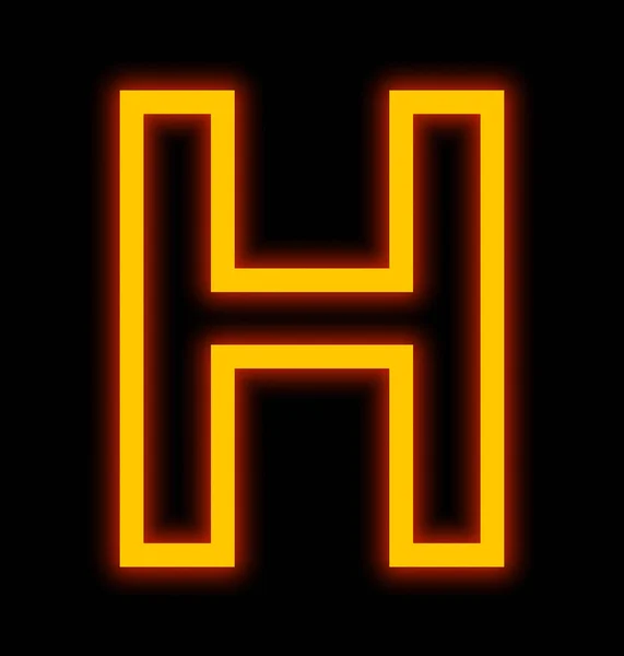 Буква H неоновые огни, выделенные на черном — стоковое фото