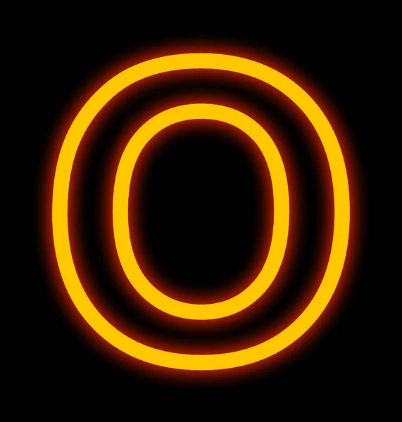 Letra O luzes de néon delineadas isoladas em preto — Fotografia de Stock