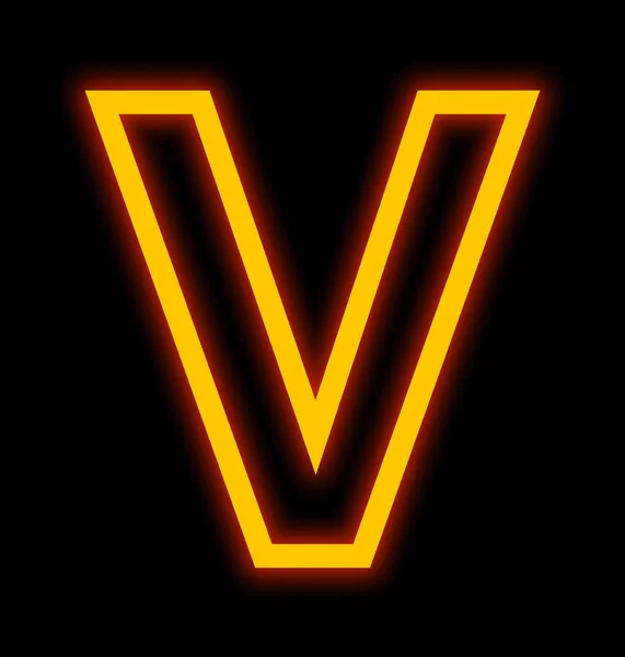 Буква V неоновые огни, очерченные изолированы на черный — стоковое фото