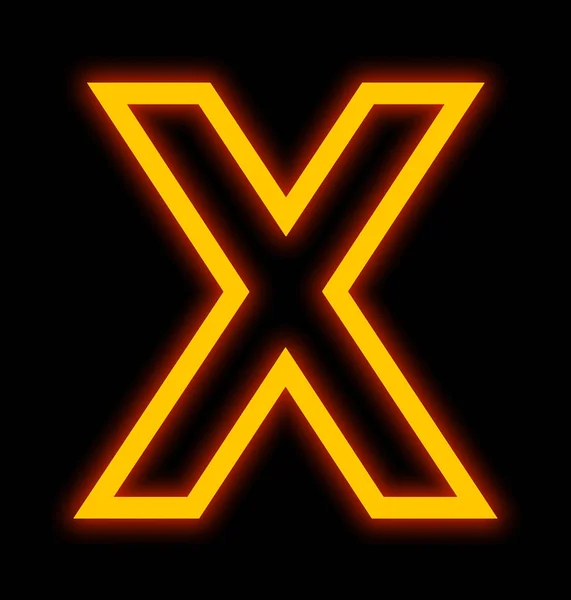 Bokstaven X neonljus beskrivs isolerade på svart — Stockfoto
