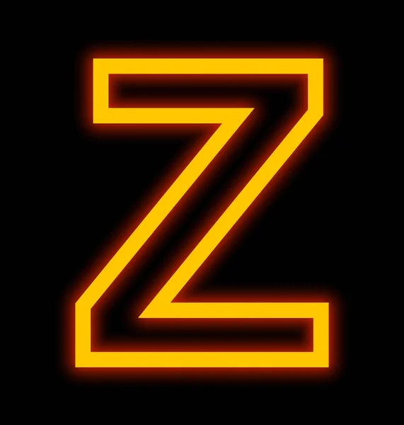 Bokstaven Z neonljus beskrivs isolerade på svart — Stockfoto