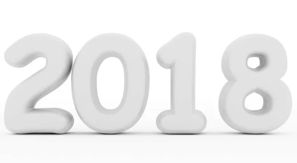 Año 2018 blanco redondeado 3d números aislados en blanco — Foto de Stock