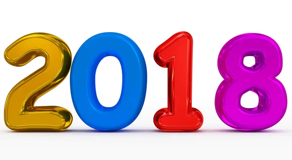 Año 2018 colorido redondeado 3d números aislados en blanco — Foto de Stock