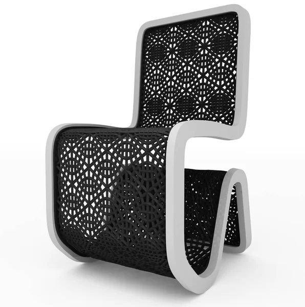 Modern sandalye tasarımı - siyah kafes - beyaz izole — Stok fotoğraf