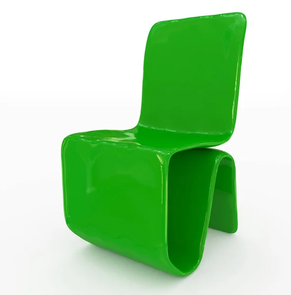 现代的椅子设计-绿色-白色上孤立 — 图库照片
