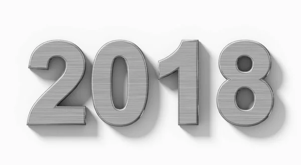 Έτος 2018 μεταλλικό 3d αριθμούς με τη σκιά που απομονώνονται σε λευκό - ορθο — Φωτογραφία Αρχείου