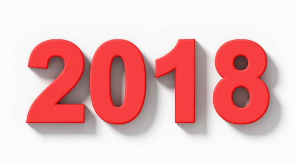 Año 2018 números rojos 3d con sombra aislada sobre blanco - ortogo — Foto de Stock