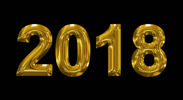 Año 2018 números 3D de oro aislados en negro — Foto de Stock