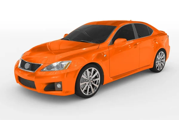 Auto isolata su bianco - vernice arancione, vetro colorato - anteriore-sinistro — Foto Stock