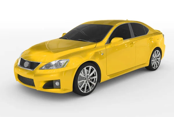 Auto isolata su bianco - vernice gialla, vetro colorato - anteriore-sinistro — Foto Stock