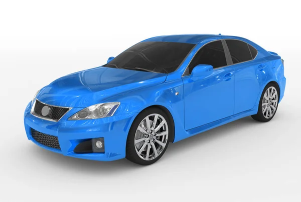 Auto isolata su bianco - vernice blu, vetro colorato - anteriore-sinistra si — Foto Stock