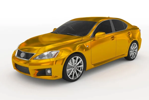 Auto isolata su bianco - dorato, vetro colorato - lato anteriore-sinistro v — Foto Stock