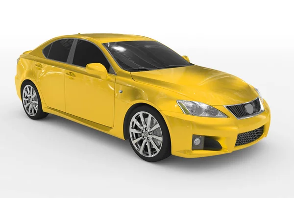 Автомобіль ізольований на біло-жовтій фарбі, тоноване скло - спереду праворуч — стокове фото