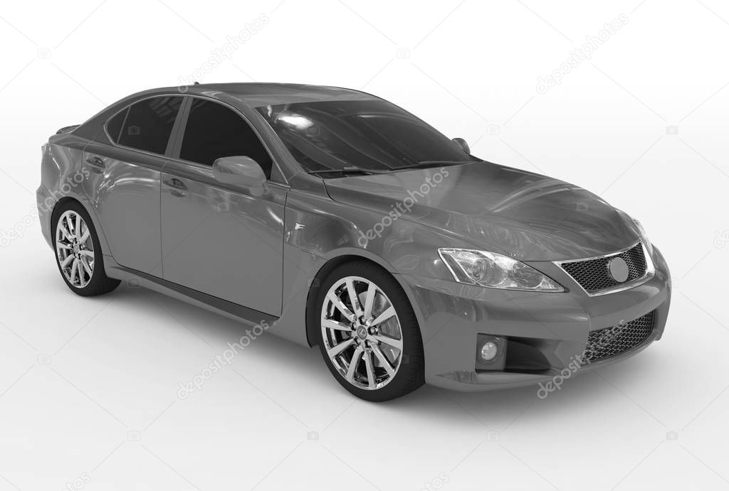 car isolated on white - gray paint, tinted glass - front-right s