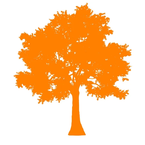 Baum Seitenansicht Silhouette isoliert - orange - Vektor — Stockvektor