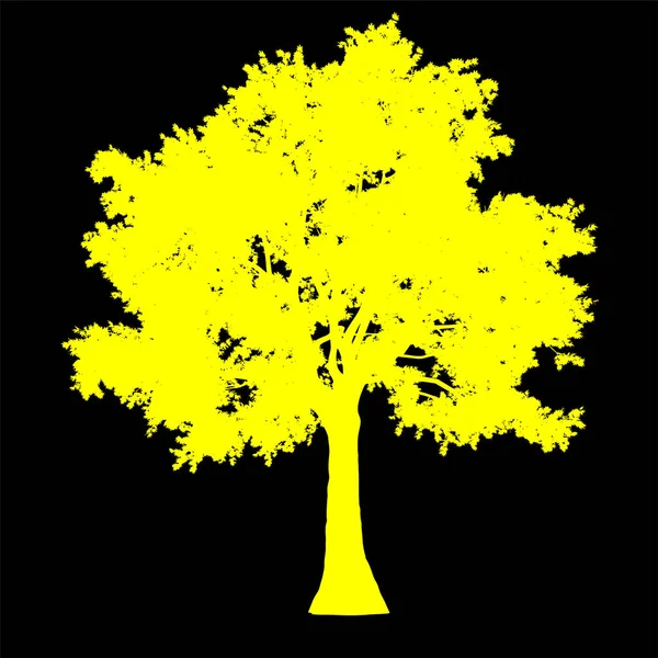 Изолированный силуэт с видом на дерево - желтый - вектор — стоковый вектор