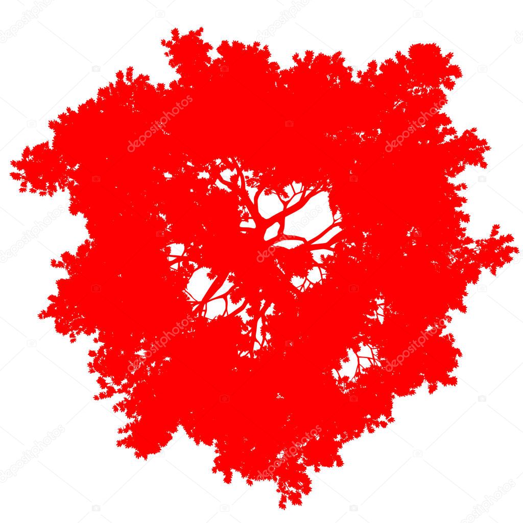 tree top view silhouette isolated - red - vector
