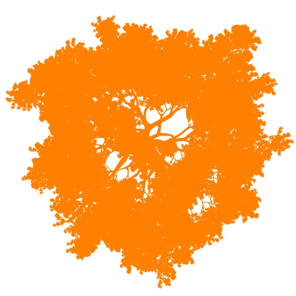 Árbol silueta vista superior aislado - naranja - vector — Vector de stock