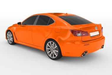 Araba beyaz - turuncu boya, izole renkli cam - arka sol s