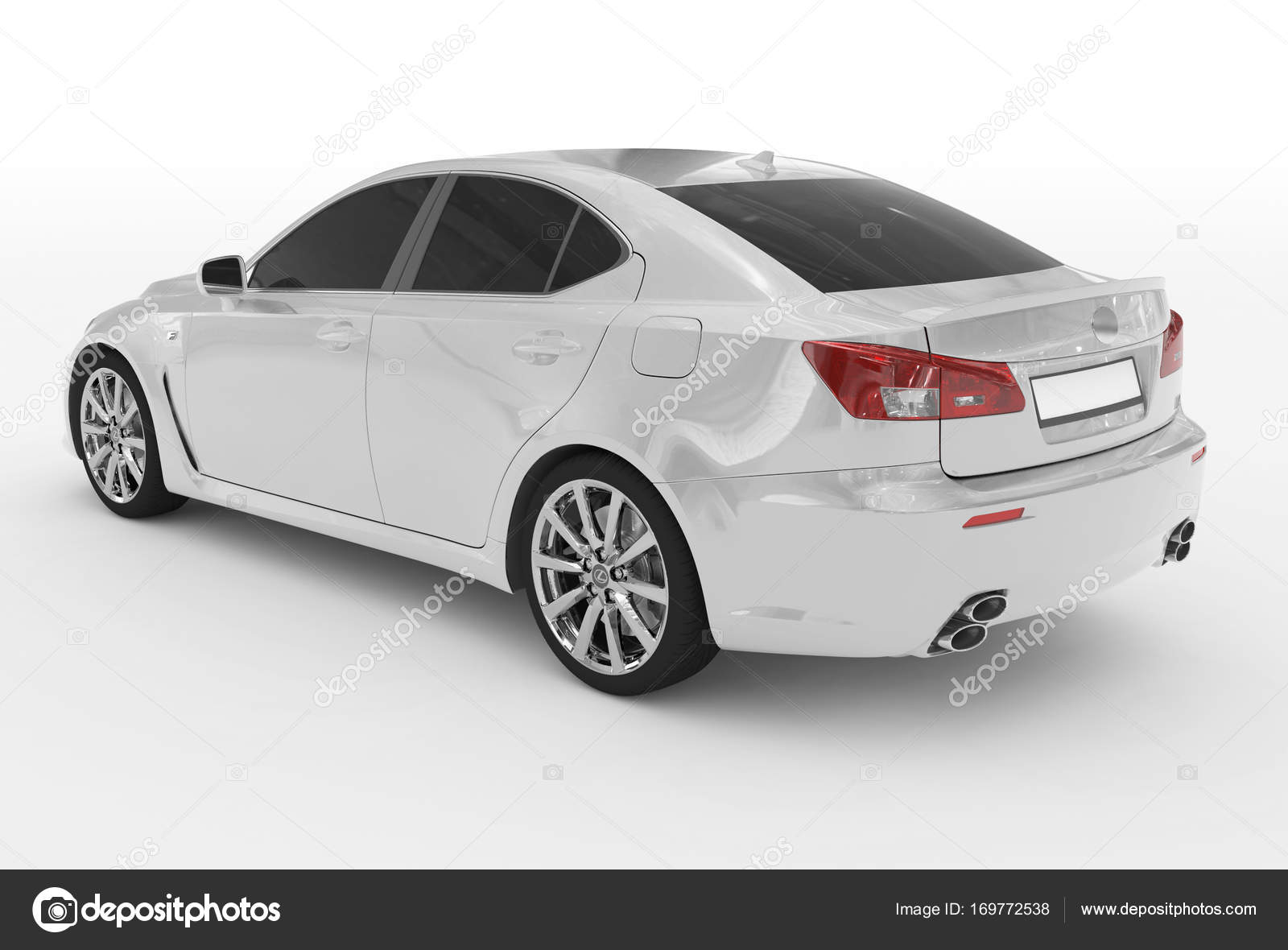 Coche aislado en blanco - pintura blanca, vidrio teñido - atrás a la  izquierda si: fotografía de stock © 3dvlaa #169772538