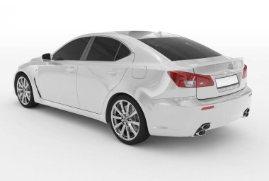 Araba beyaz - beyaz boya, izole renkli cam - arka sağdan sola si