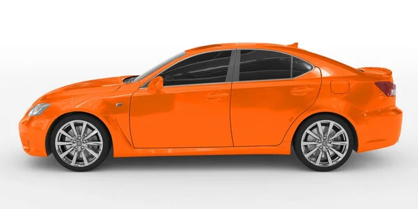 Auto isolata su bianco - vernice arancione, vetro colorato - lato sinistro v — Foto Stock